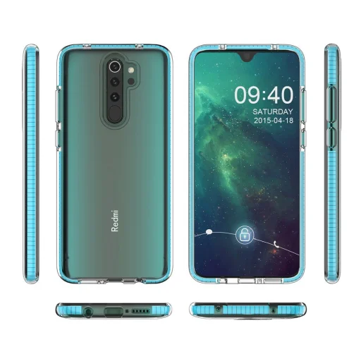 Spring átlátszó TPU tok színes kerettel Xiaomi Redmi Note 8 Pro menta - 3