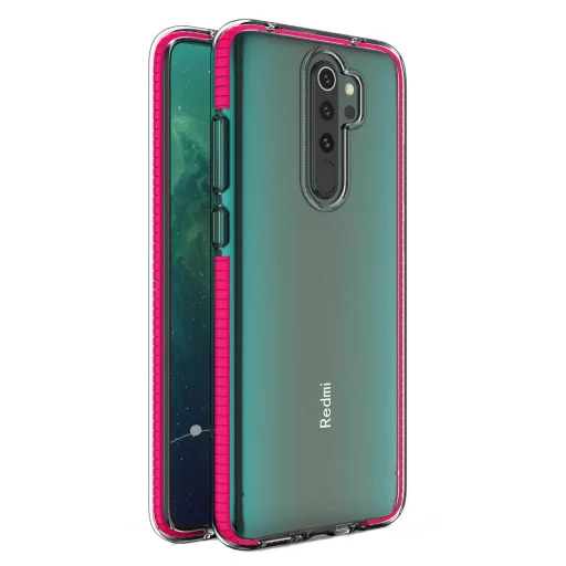 Spring átlátszó TPU tok színes kerettel Xiaomi Redmi Note 8 Pro dark pink - 1