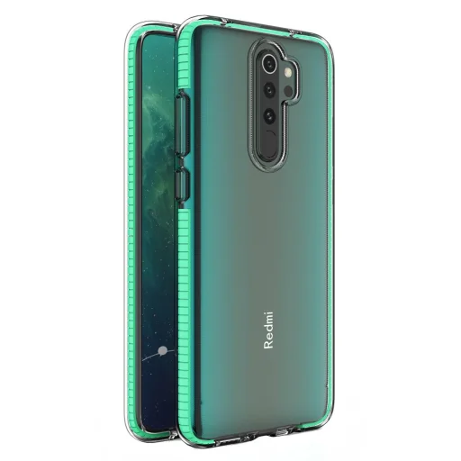 Spring átlátszó TPU tok színes kerettel Xiaomi Redmi Note 8 Pro menta - 1
