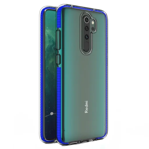 Spring átlátszó TPU tok színes kerettel Xiaomi Redmi Note 8 Pro sötétkék - 1