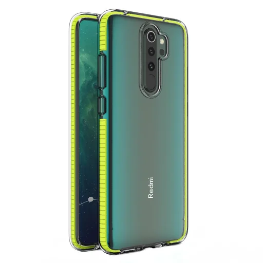 Spring átlátszó TPU tok színes kerettel Xiaomi Redmi Note 8 Pro sárga - 1