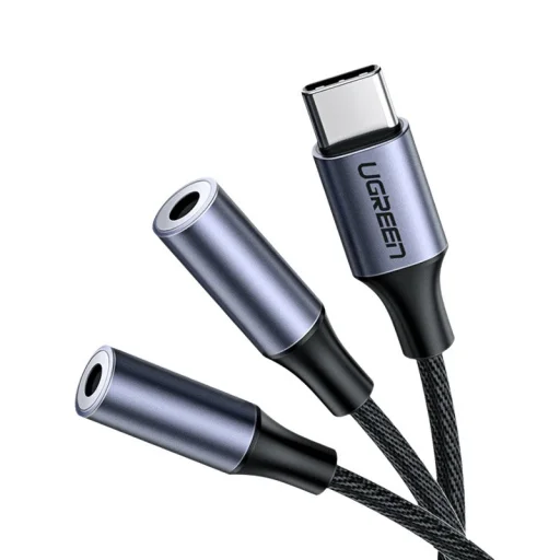 Ugreen USB Type-C 2x 3.5 mm mini jack elosztó/átalakító kábel 20 Cm szürke (30732) - 1