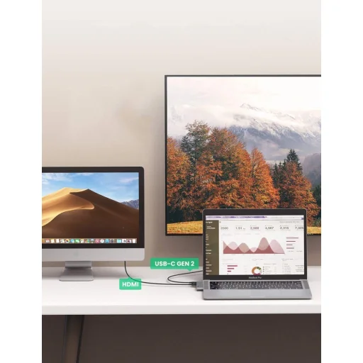 Ugreen Multifunkciós USB HUB 2x USB Typ C - USB Typ C PD (Thunderbolt 3, 100W, 4K@60 Hz, 10 Gbps) / HDMI 4K@30 Hz / 3x USB 3.0 MacBook Pro / Air szürke (60559) - 15