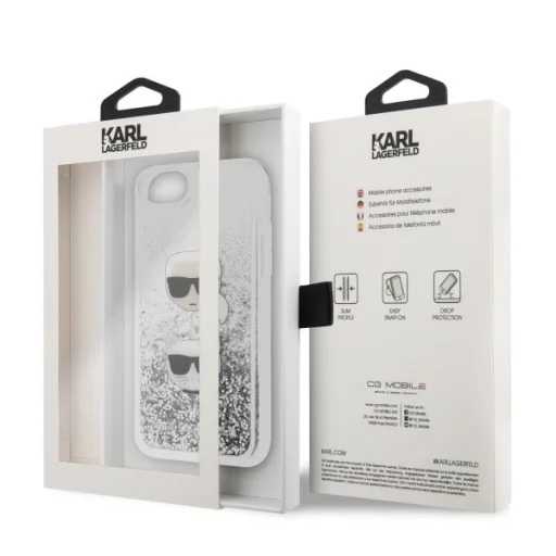 iPhone 7/8/SE 2020/SE 2022 Karl Lagerfeld Karl Choupette Glitter tok ezüst - 7