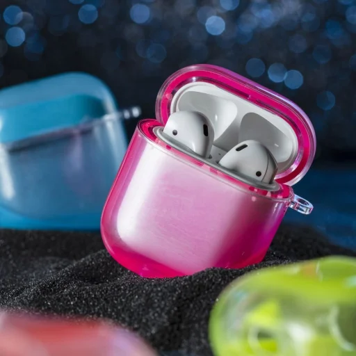 Kingxbar Galaxy Nightlow lumineszkláló Airpods 1/2 tok pink színben - 5