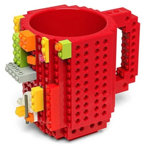 LEGO mintájú 350 ml bögre építőelemmel piros színben - 1