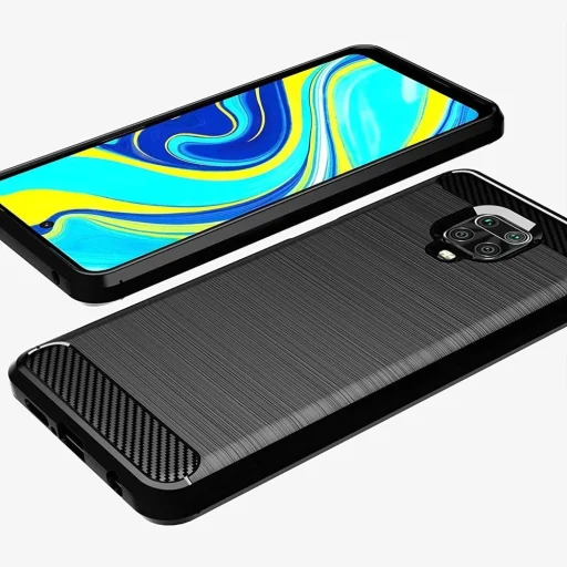 Szénszál mintájú TPU tok Xiaomi Redmi Note 9S fekete - 2