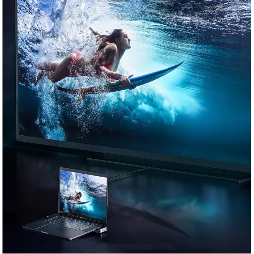 Baseus Multifunkciós laptop állvány HUB USB Typ C - USB 3.0 / RJ45 / 3.5mm mini jack / HDMI / USB Typ C / Thunderbolt 3 Macbook Pro szürke (CAHUB-AJ0G) - 11