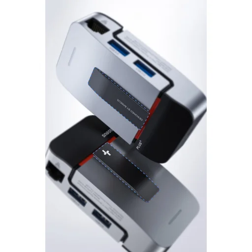 Baseus Multifunkciós laptop állvány HUB USB Typ C - USB 3.0 / RJ45 / 3.5mm mini jack / HDMI / USB Typ C / Thunderbolt 3 Macbook Pro szürke (CAHUB-AJ0G) - 17