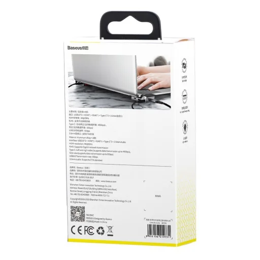 Baseus Multifunkciós laptop állvány HUB USB Typ C - USB 3.0 / RJ45 / 3.5mm mini jack / HDMI / USB Typ C / Thunderbolt 3 Macbook Pro szürke (CAHUB-AJ0G) - 20