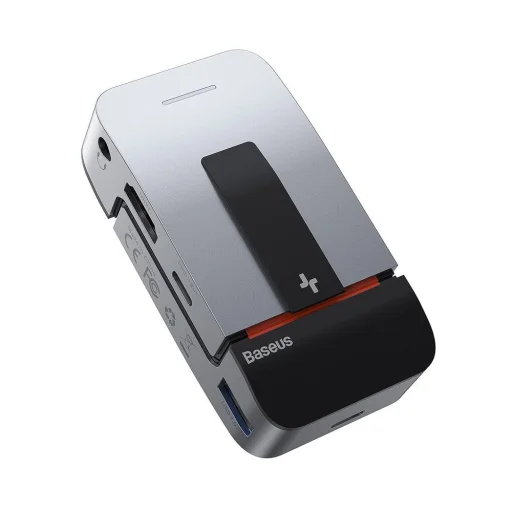 Baseus Multifunkciós laptop állvány HUB USB Typ C - USB 3.0 / RJ45 / 3.5mm mini jack / HDMI / USB Typ C / Thunderbolt 3 Macbook Pro szürke (CAHUB-AJ0G) - 4