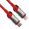 Baseus világító nylon harisnyázott USB TYPE-C - Lightning kábel 18W 480Mbps 1m piros (CATLYY-09) thumbnail