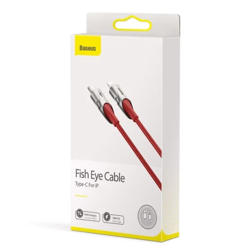 Baseus világító nylon harisnyázott USB TYPE-C - Lightning kábel 18W 480Mbps 1m piros (CATLYY-09) - 19