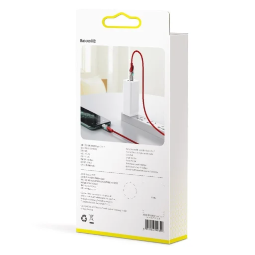 Baseus világító nylon harisnyázott USB TYPE-C - Lightning kábel 18W 480Mbps 1m piros (CATLYY-09) - 20