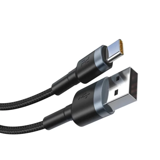 USB/USB-Type C/ Lightning kábel 18W 2,4A 480 Mbps 1,2m szürke Baseus Cafule Nylon harisnyázott (CATKLF-ELG1) - 2