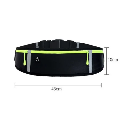 Univerzális fényvisszaverő csíkos futó övtáska fülhallgató kivezetéssel fekete futáshoz - 2