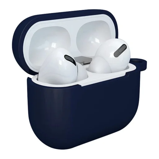 AirPods 3 tok szilikon puha tok + karabiner sötétkék - 2