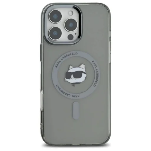  iPhone 16 Pro Max Karl Lagerfeld IML Metal Choupette Head MagSafe tok - Fekete - 3