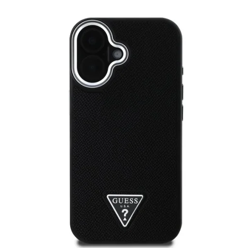  iPhone 16 fekete Guess PU Grained Triangle Logo tok - 2