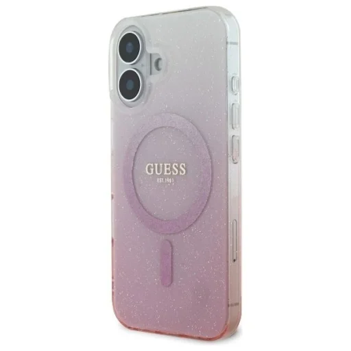  iPhone 16 Plus Rózsaszín Guess IML Csillogó Átmenetes MagSafe tok - 2