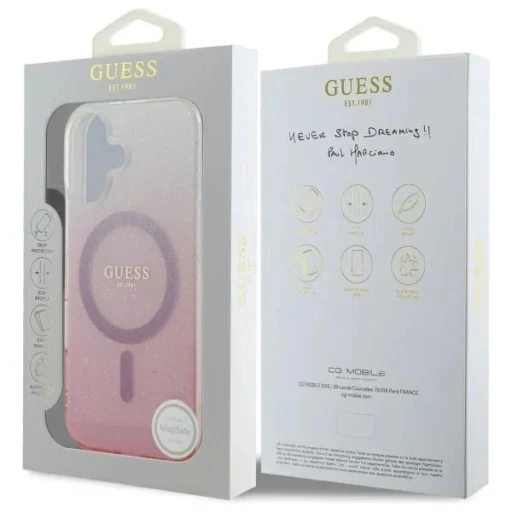  iPhone 16 Plus Rózsaszín Guess IML Csillogó Átmenetes MagSafe tok - 8