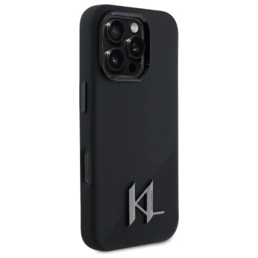  iPhone 16 Pro Fekete Karl Lagerfeld Silicone Shadow Metal Initial MagSafe tok - 4