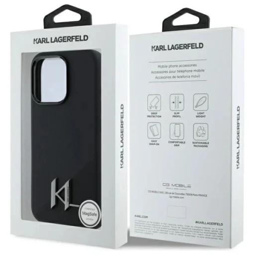  iPhone 16 Pro Fekete Karl Lagerfeld Silicone Shadow Metal Initial MagSafe tok - 8