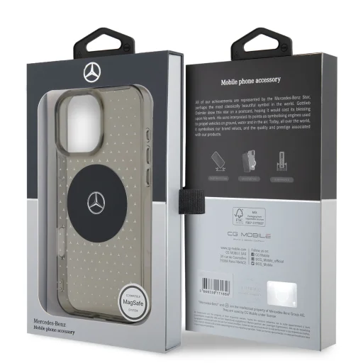Mercedes PC/TPU Csillagmintás MagSafe tok iPhone 16 Pro fekete tok - 6