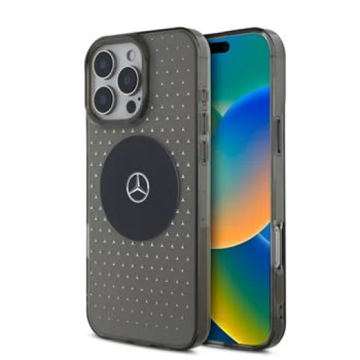 Mercedes PC/TPU Csillagmintás MagSafe tok iPhone 16 Pro fekete tok - 1