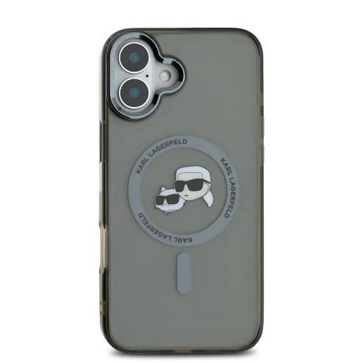  iPhone 16 Fekete Karl Lagerfeld IML K&CH Heads Metal Frame MagSafe tok - 2