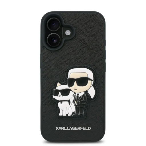  iPhone 16 Plus Fekete Karl Lagerfeld PU Saffiano Karl és Choupette tok - 2