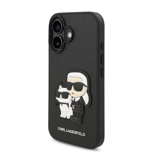 iPhone 16 Plus Fekete Karl Lagerfeld PU Saffiano Karl és Choupette tok - 3