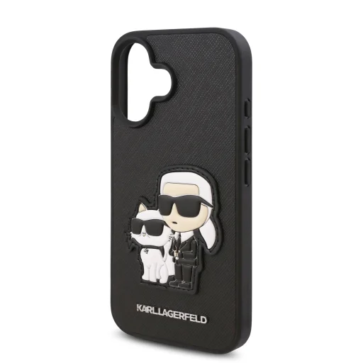  iPhone 16 Plus Fekete Karl Lagerfeld PU Saffiano Karl és Choupette tok - 4