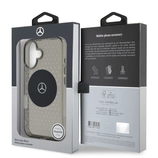 Mercedes PC/TPU Star Pattern MagSafe tok iPhone 16 Plus Fekete tok - 6