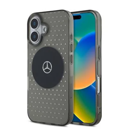 Mercedes PC/TPU Star Pattern MagSafe tok iPhone 16 Plus Fekete tok - 1