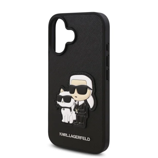  iPhone 16 fekete Karl Lagerfeld PU Saffiano Karl és Choupette tok - 4