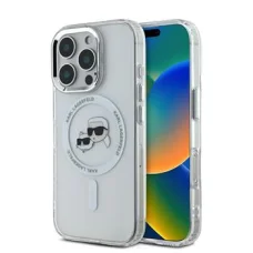  iPhone 16 Pro átlátszó Karl Lagerfeld IML K&CH Heads Metal Frame MagSafe tok