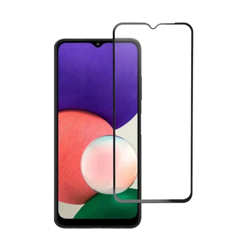 Tempered Glass Blue Star - SAMSUNG A22 5G Full Face (teljes ragasztóval kerettel/kis méret) - fekete üvegfólia - 1