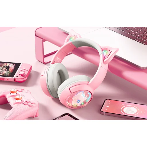 ONIKUMA B5 Gamer fejhallgató (Rózsaszín) - 4