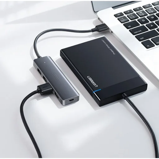 Ugreen USB HUB elosztó adapter 4x USB-A 3.2 Gen + micro USB szürke (CM219 50985) - 4
