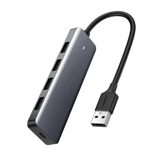 Ugreen USB HUB elosztó adapter 4x USB-A 3.2 Gen + micro USB szürke (CM219 50985) - 1