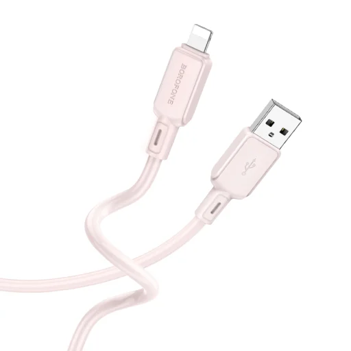Borofone Cable BX94 Crystal color - USB to Lightning - 2,4A 1 metre light pink - 1