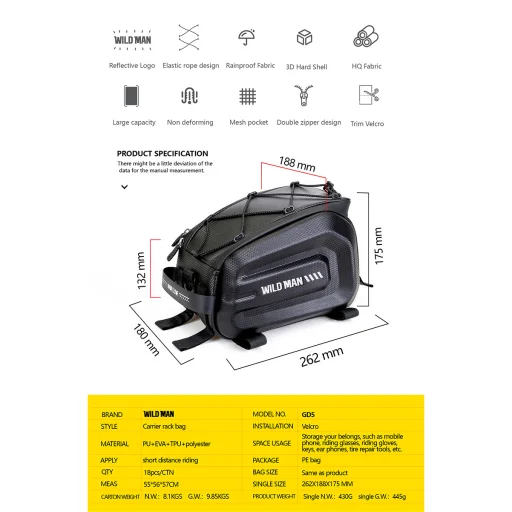 WILDMAN kerékpáros táska GD5 vízálló 4L - 11