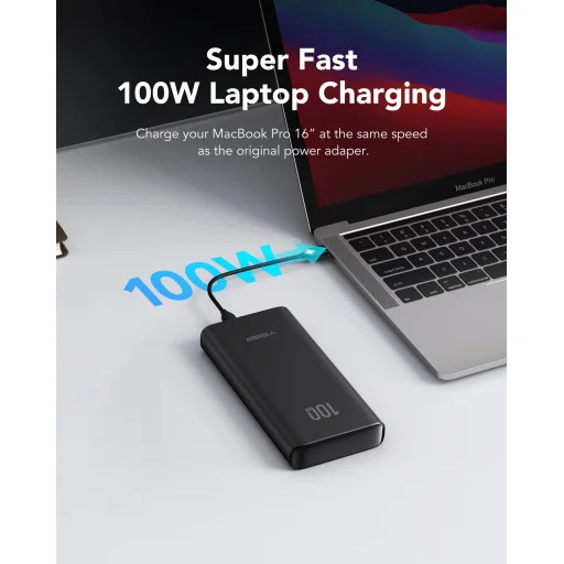 VEGER powerbank 20 000 mAh PD QC3.0 5A 100W T100 (W2032C-100) fekete - 21