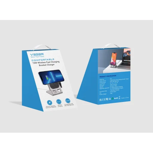 VEGER vezeték nélküli töltő Qi 15W Y53 szürke - 7