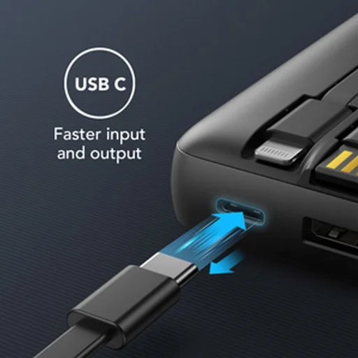 VEGER powerbank 20 000 mAh beépített kábelekkel Micro USB / Type C / Lightning C20 (W2047) fekete - 6