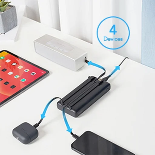 VEGER powerbank 20 000 mAh beépített kábelekkel Micro USB / Type C / Lightning C20 (W2047) fekete - 7