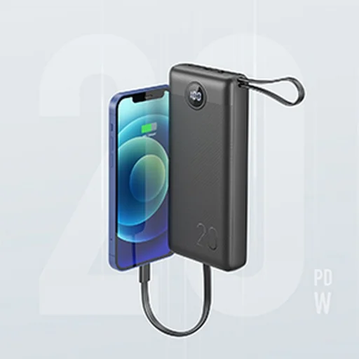 VEGER powerbank 20 000 mAh beépített kábelekkel Micro USB / Type C / Lightning C20 (W2047) fekete - 9