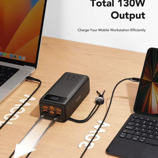 VEGER powerbank 56 000 mAh PD QC3.0 5A 130W Tank Boost (W5001C) fekete - 11