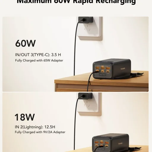 VEGER powerbank 56 000 mAh PD QC3.0 5A 130W Tank Boost (W5001C) fekete - 12